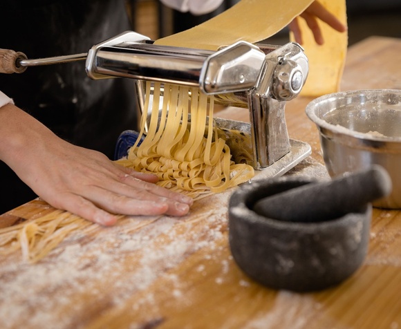 Hands in dough!